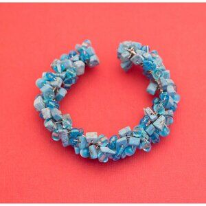 Oceanic Turquoise Gem Cuff Bracelet 7 Inches F12